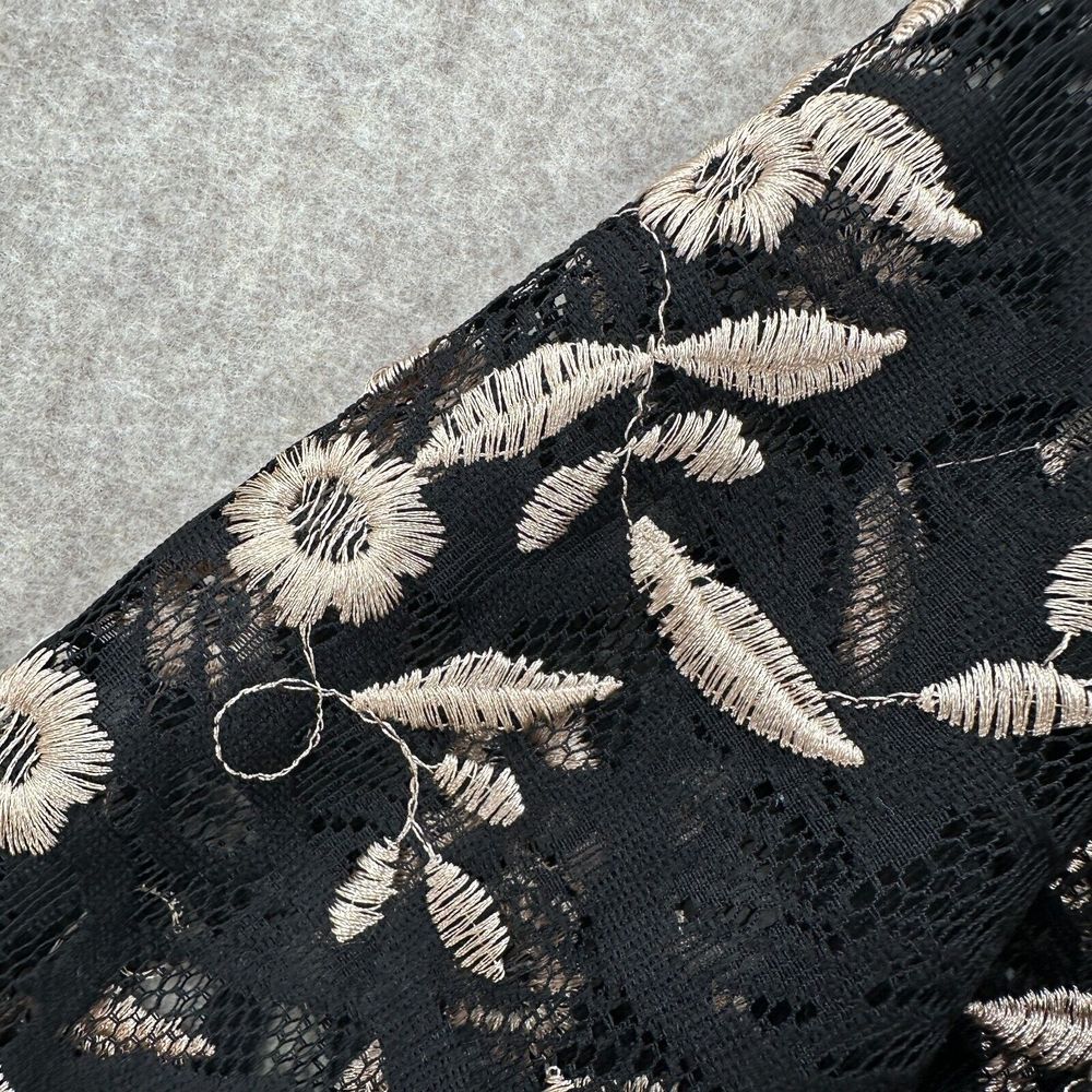 Catherines Cardigan Womens 2XWP Black Ivory Lace Embroidered Boho Cover Up - Picture 4 of 9